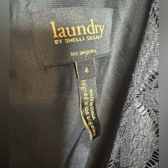 Laundry By Shelli Segal Black Lace Dress Flowy Dolman Sleeve Size 4 Classic - Picture 5 of 6